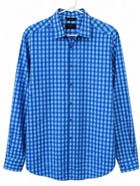 Paul Smith London The Byard Blue Aqua Gingham Shirt Italy Size 16.5 Like New!